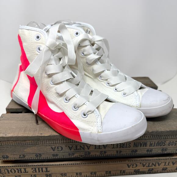 Be & D Bright Lights Big City Stiletto High Heel Sneakers Neon Pink Size 10 - Picture 3 of 8